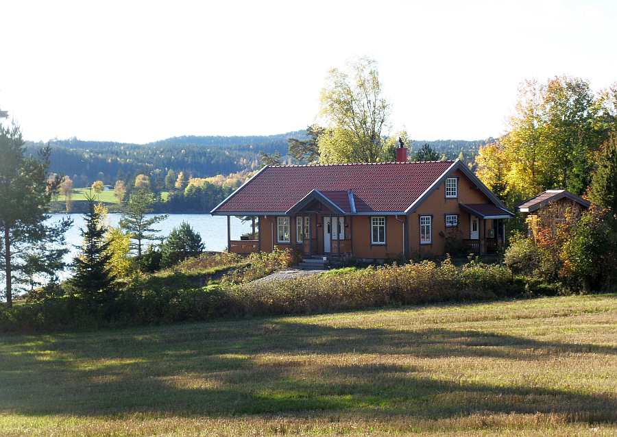 Ferienhaus Langenes - Alleinlage direkt am Ufer des Sees Øymarksjøen