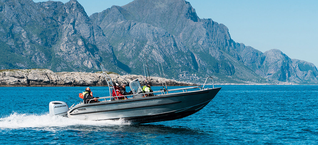 Mit Arronet-Boot vor der Insel Landegode/Bodø während des Saltstraumen Festivals.