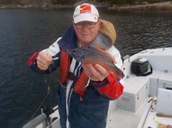 7. Tag: Frank mit Lippfisch als Beifang beim Plattfische angeln 7. Tag: Frank mit Lippfisch als Beifang beim Plattfische angeln