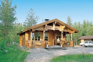 Das im Blockhausstill gebaute Ferinhaus Kuopoi.