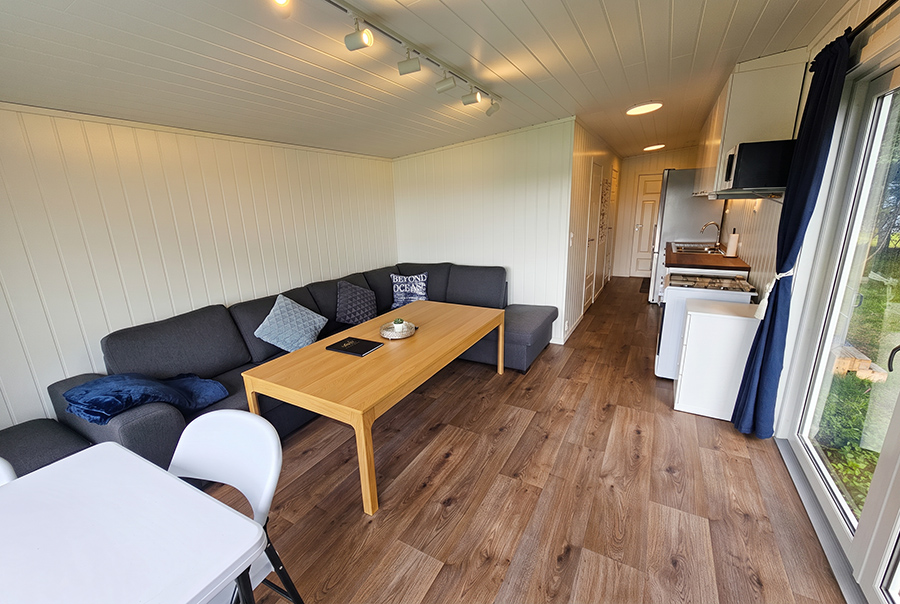 Wohn-, Esszimmer mit offener Küche