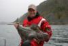 Patrick Schäfer mit Heilbutt aus der Heilbutt-Bucht Kjeselvika vor Skjånes Havfiske