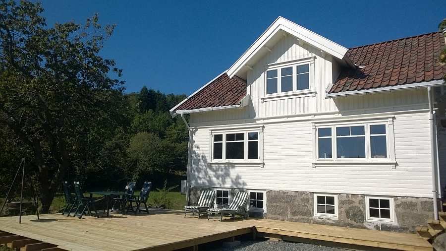 Ferienhaus Vika an der norwegischen Südküste bei Farsund - Terrasse noch in Bau