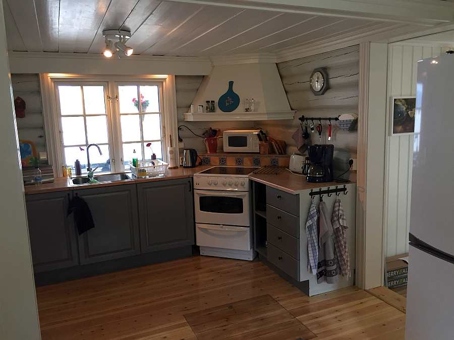 Blick in den Koch-/Arbeitsbereich der geräumigen Küche