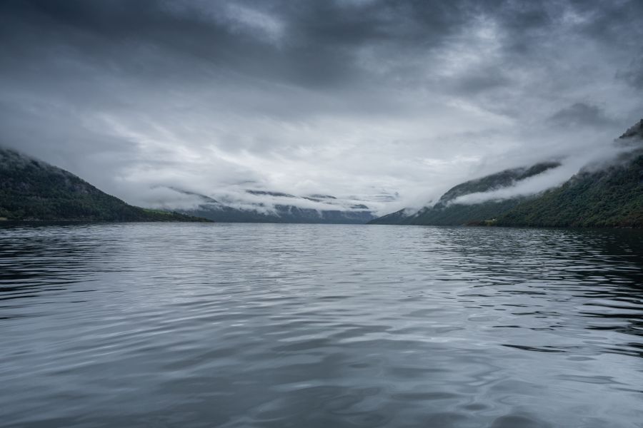Nebelschwaden auf dem Langfjord